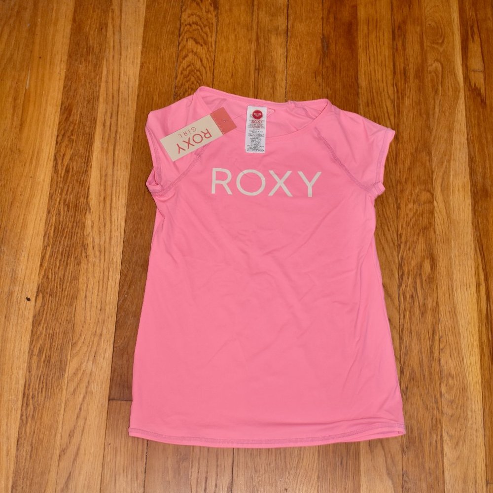 NWT Roxy Neon Pink Rash Guard Size XL14 kids (girls)